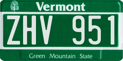 VT license plate ZHV951