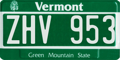 VT license plate ZHV953
