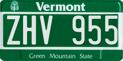 VT license plate ZHV955