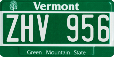 VT license plate ZHV956
