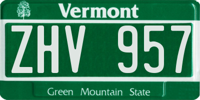 VT license plate ZHV957