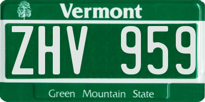 VT license plate ZHV959