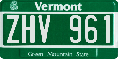 VT license plate ZHV961