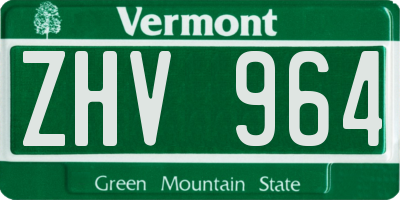 VT license plate ZHV964
