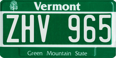 VT license plate ZHV965