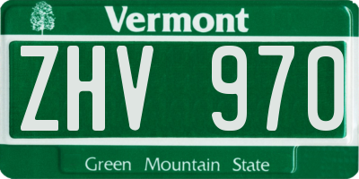 VT license plate ZHV970
