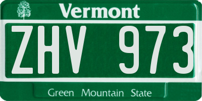 VT license plate ZHV973