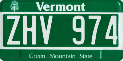 VT license plate ZHV974