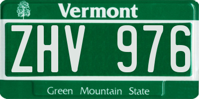 VT license plate ZHV976