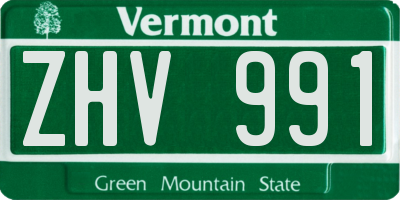 VT license plate ZHV991