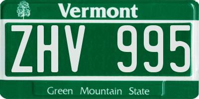 VT license plate ZHV995