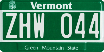 VT license plate ZHW044