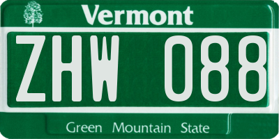 VT license plate ZHW088
