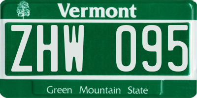 VT license plate ZHW095