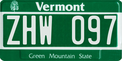 VT license plate ZHW097