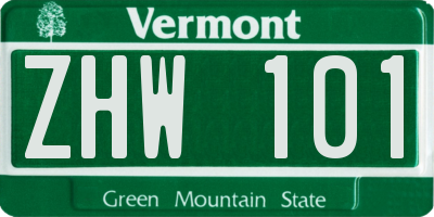 VT license plate ZHW101
