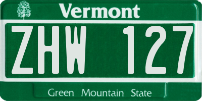 VT license plate ZHW127