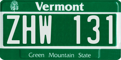 VT license plate ZHW131