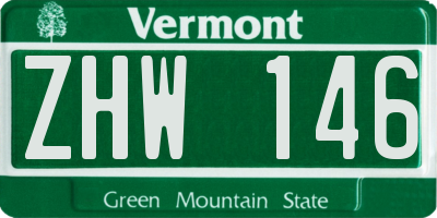 VT license plate ZHW146