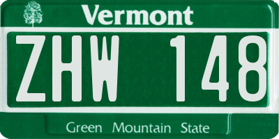 VT license plate ZHW148