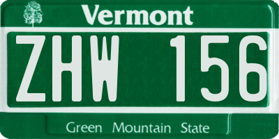 VT license plate ZHW156