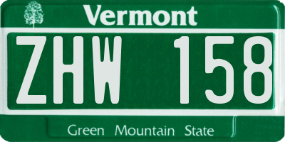 VT license plate ZHW158