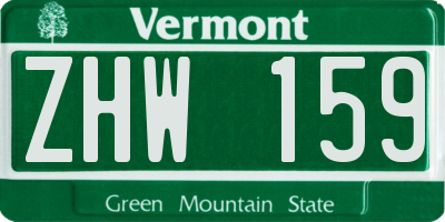 VT license plate ZHW159