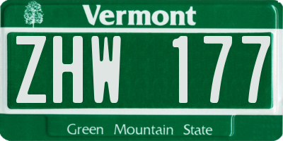 VT license plate ZHW177