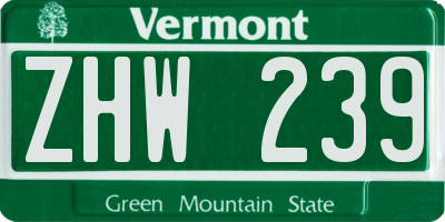 VT license plate ZHW239