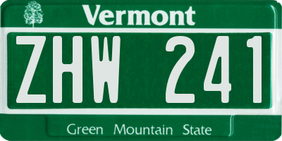 VT license plate ZHW241
