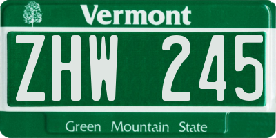 VT license plate ZHW245
