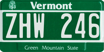 VT license plate ZHW246