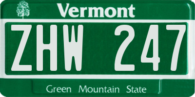 VT license plate ZHW247