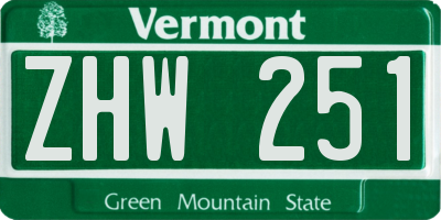 VT license plate ZHW251