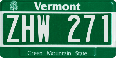 VT license plate ZHW271