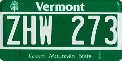 VT license plate ZHW273