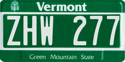 VT license plate ZHW277