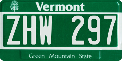 VT license plate ZHW297