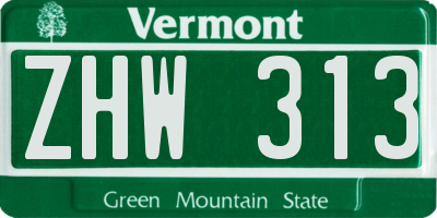 VT license plate ZHW313