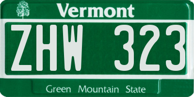 VT license plate ZHW323