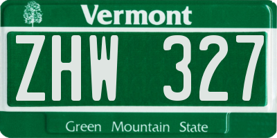 VT license plate ZHW327