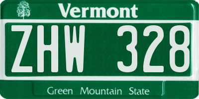 VT license plate ZHW328