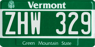 VT license plate ZHW329