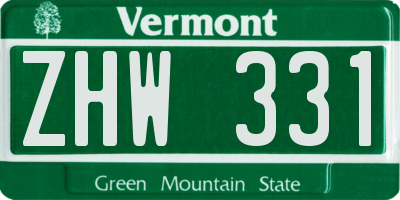 VT license plate ZHW331