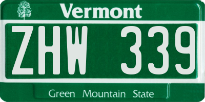 VT license plate ZHW339