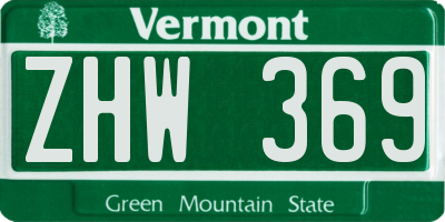 VT license plate ZHW369