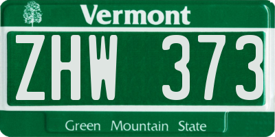 VT license plate ZHW373