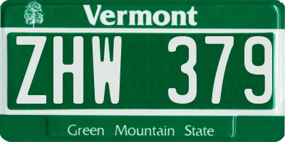 VT license plate ZHW379