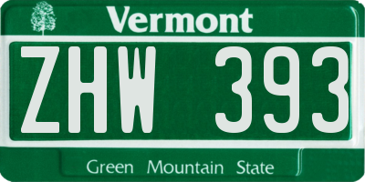 VT license plate ZHW393