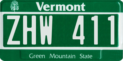 VT license plate ZHW411